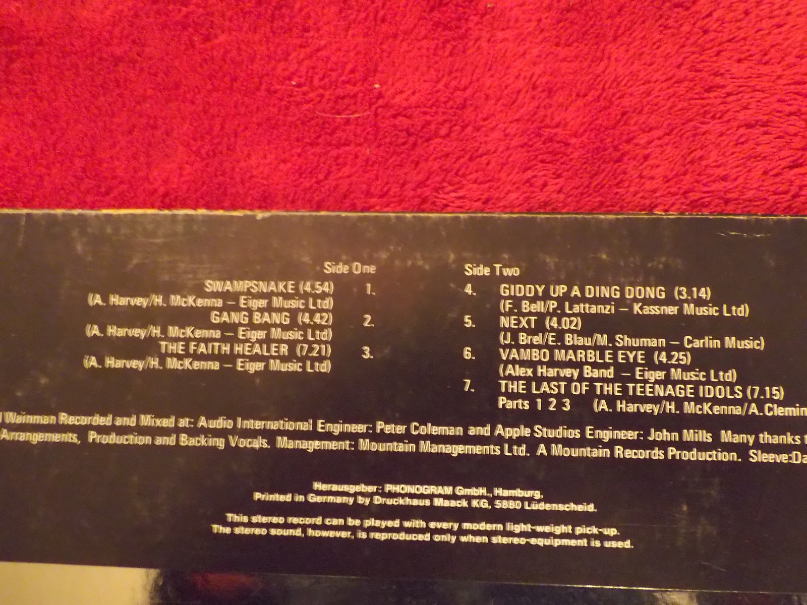 Alex Harvey Band – Next... The sensational Alex Harvey Band (LP, Vertigo 6360 103), Bild 3