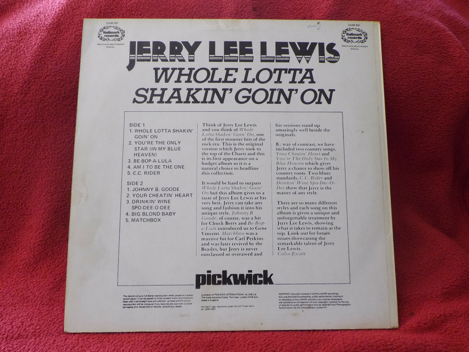 Jerry Lee Lewis – Whole lotta shakin´ goin´ on | Hallmark LP, Bild 2