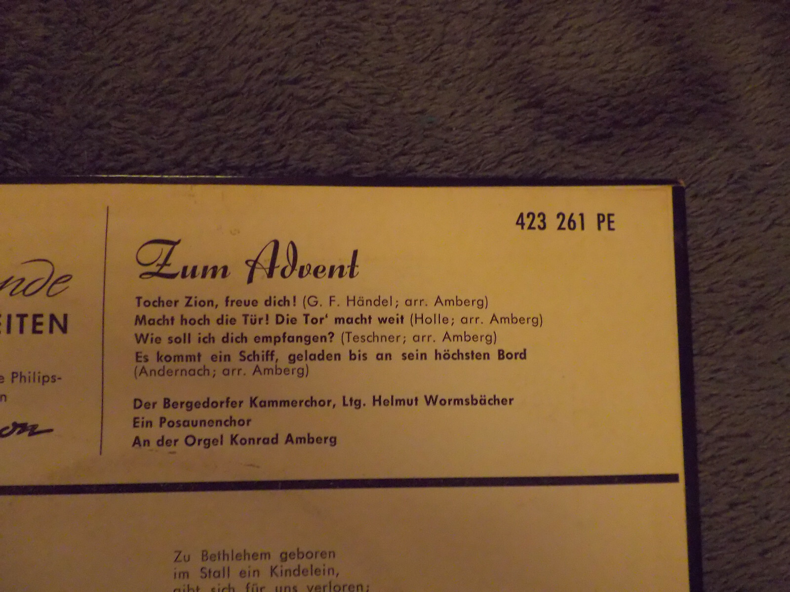 Der Bergedorfer Kammerchor – Zum Advent (Philips, 1958), Bild 3