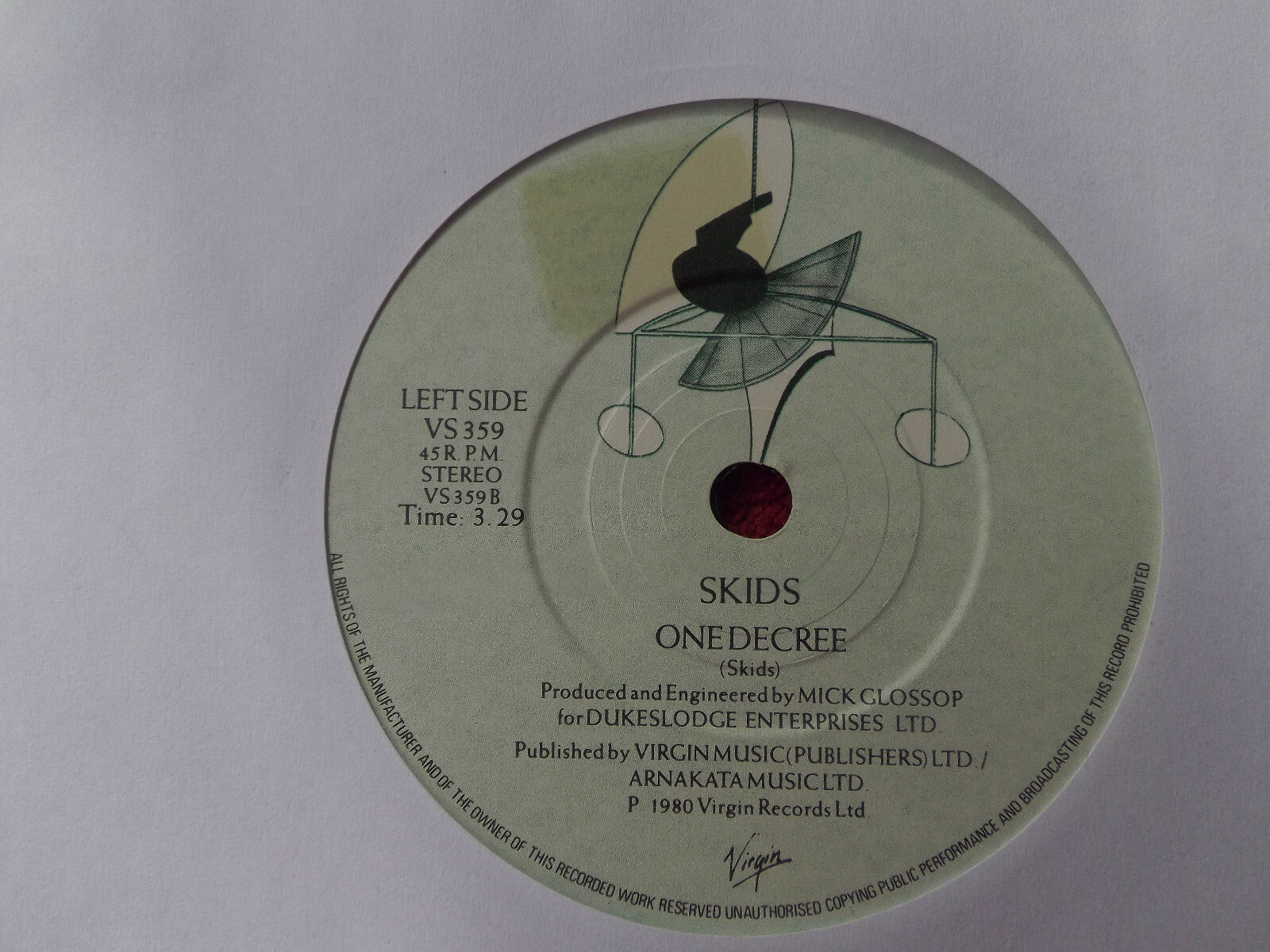 The Skids – Circus Games / One Decree | UK-Single, Virgin, 1980, Bild 2