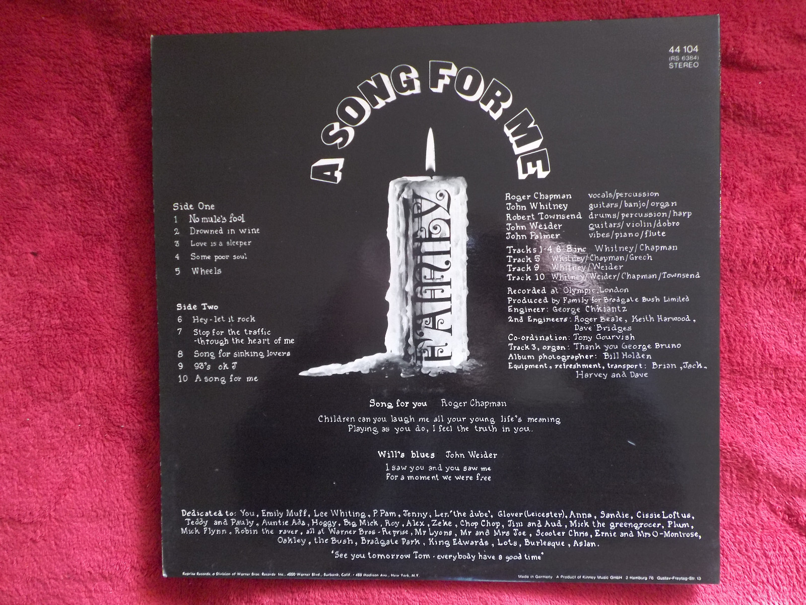Family – A Song for Me, Reprise Records 44 104, LP, Bild 3