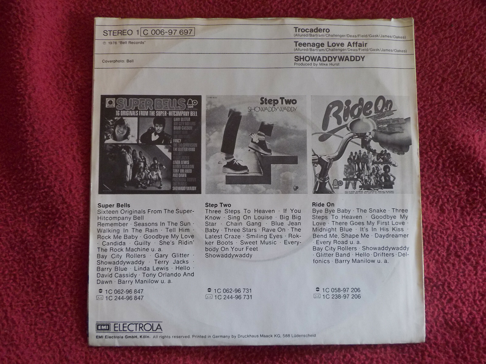 Showaddywaddy – Trocadero / Teenage Love Affair (7″-Single, 1976), Bild 2