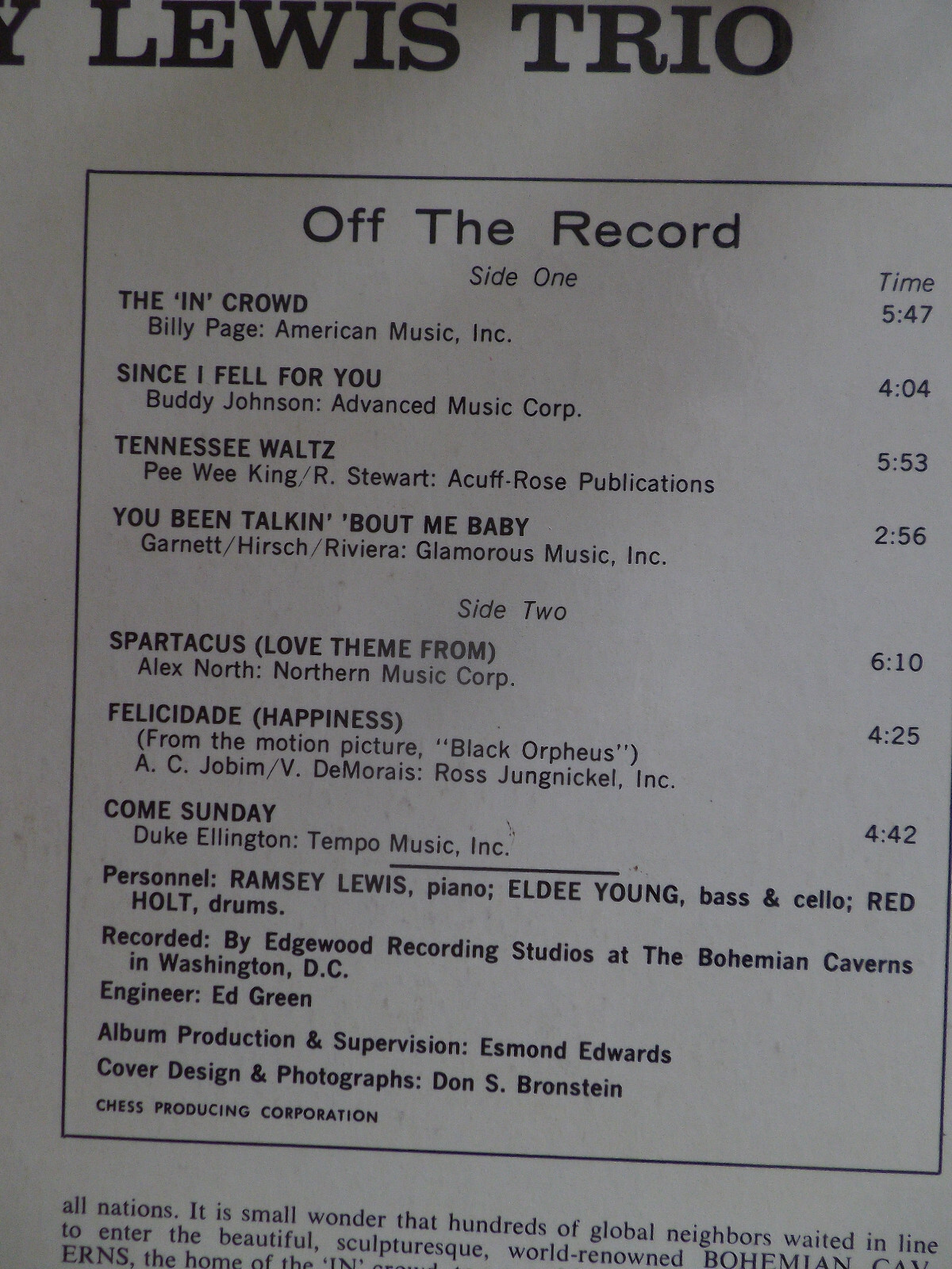 The Ramsey Lewis Trio – The in crowd | Bellaphon LP, Bild 3