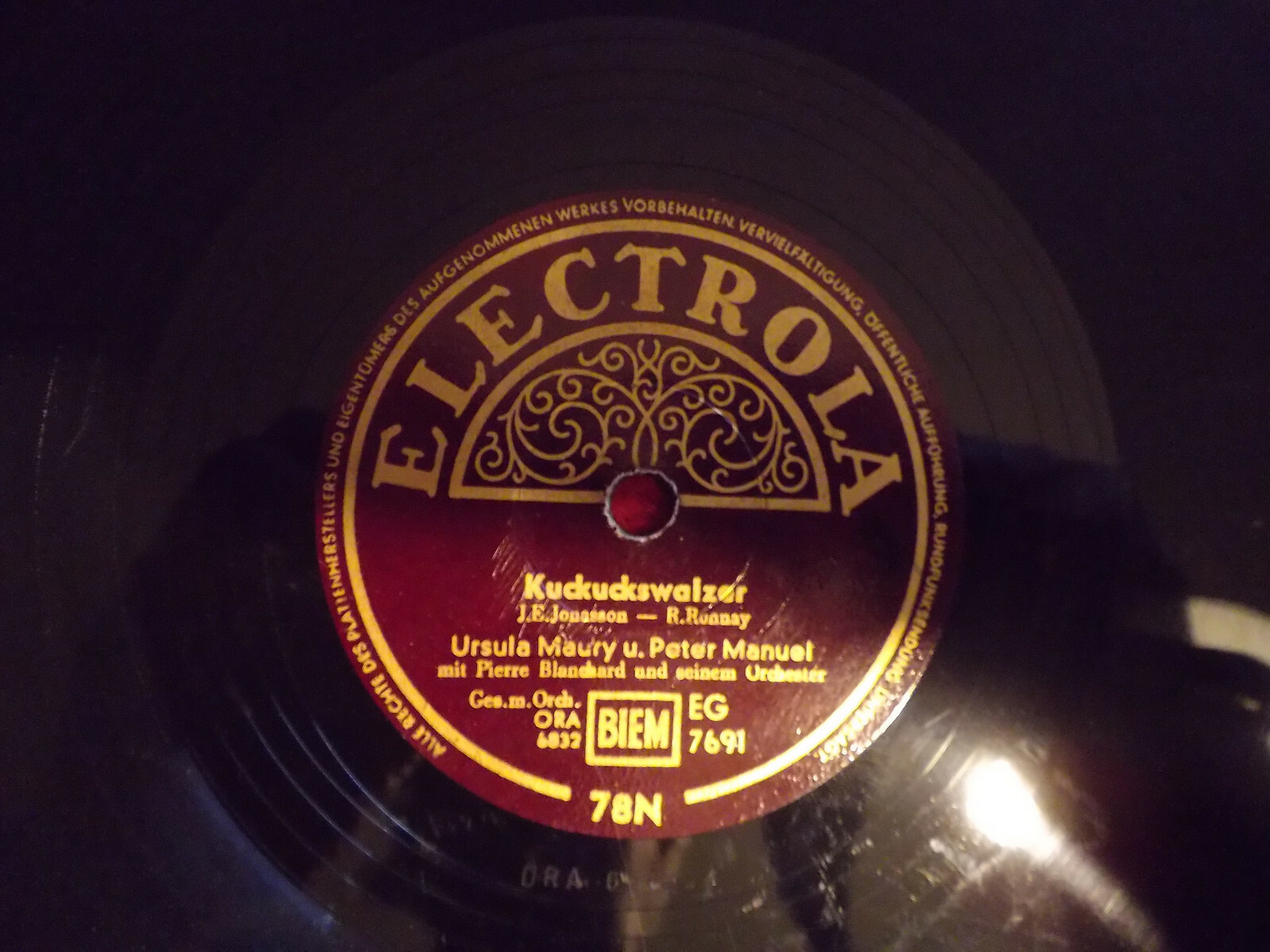 Ursula Maury & Peter Manuel – Kuckuckswalzer / Ihr alten Straßen | Schellackplatte, Electrola, Bild 2