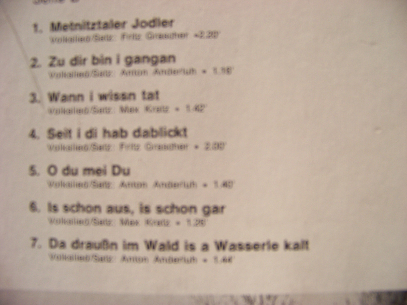 Alte Kärntner Liebeslieder – Vokalensemble Völkermarkt (LP), Bild 4