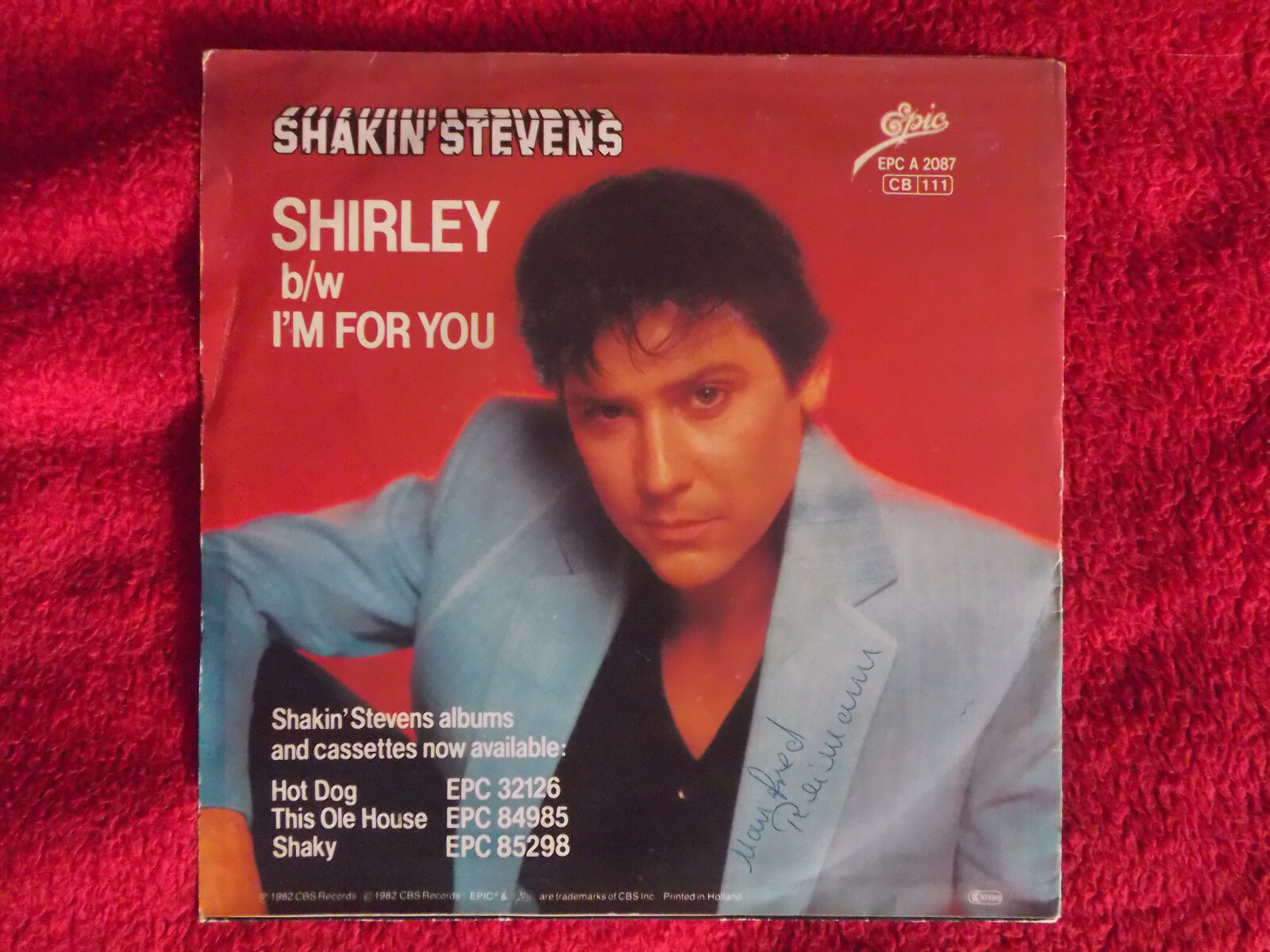 Shakin´ Stevens – Shirley / I´m for you (Single, Epic Records, Niederlande, 1982), Bild 3