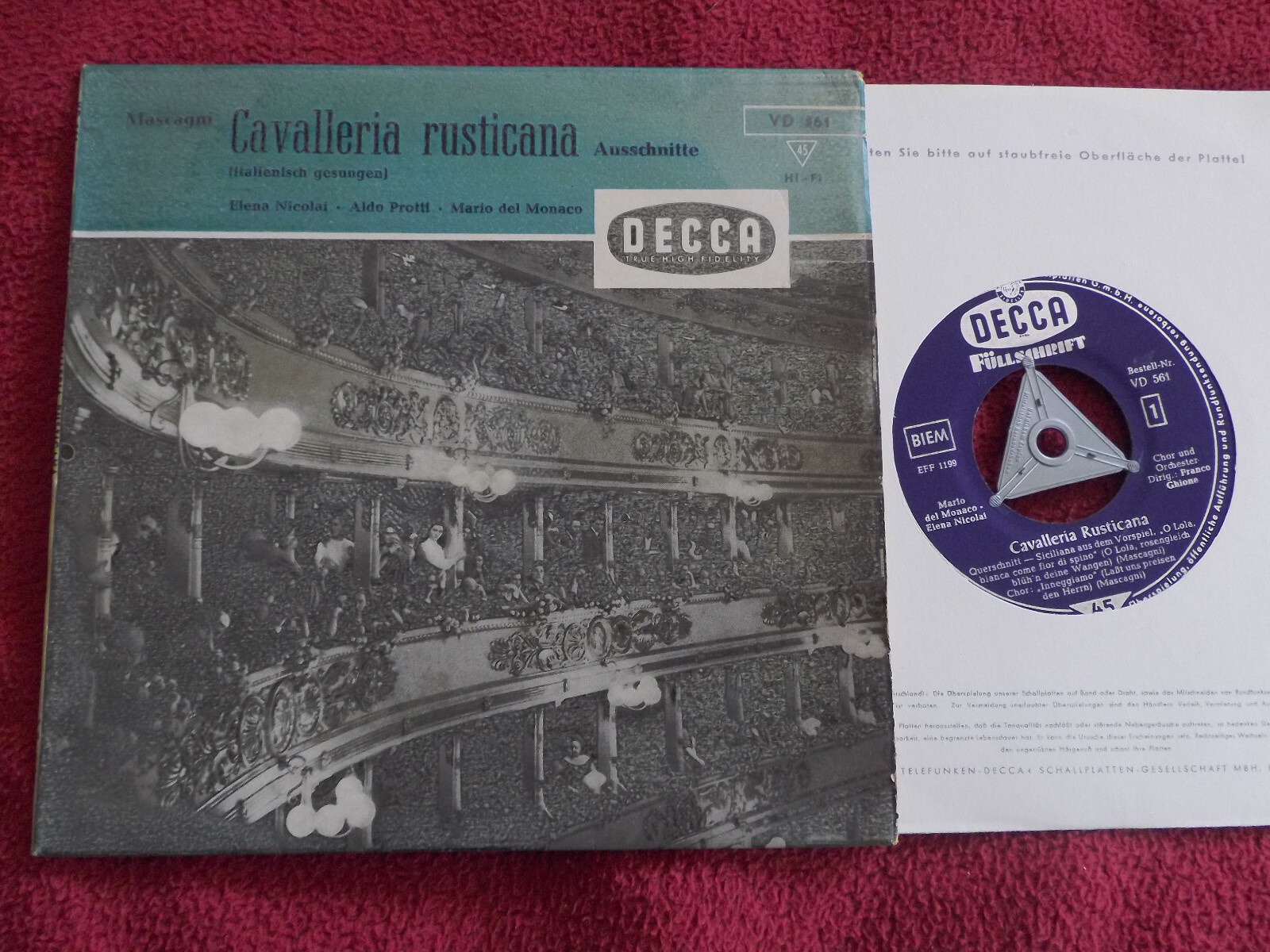 Pietro Mascagni – Cavalleria rusticana: Ausschnitte | Decca Füllschrift Records, VD  561