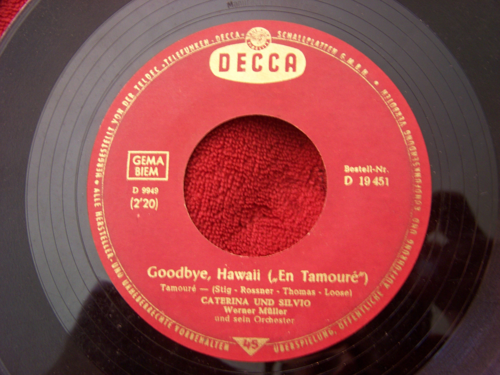 Caterina und Silvio – Goodbye, Hawaii / I love you (Decca, D 19 451)
