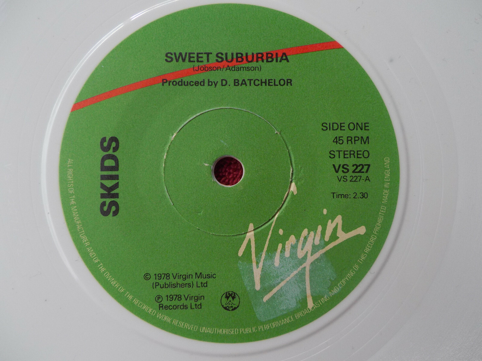 The Skids – Sweet Suburbia / Open Sound – Virgin Records, VS 227, 1978