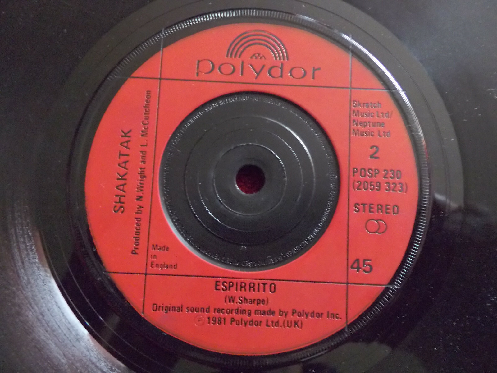Shakatak – Living in the UK / Espirrito | Polydor Single, 1981, Bild 2