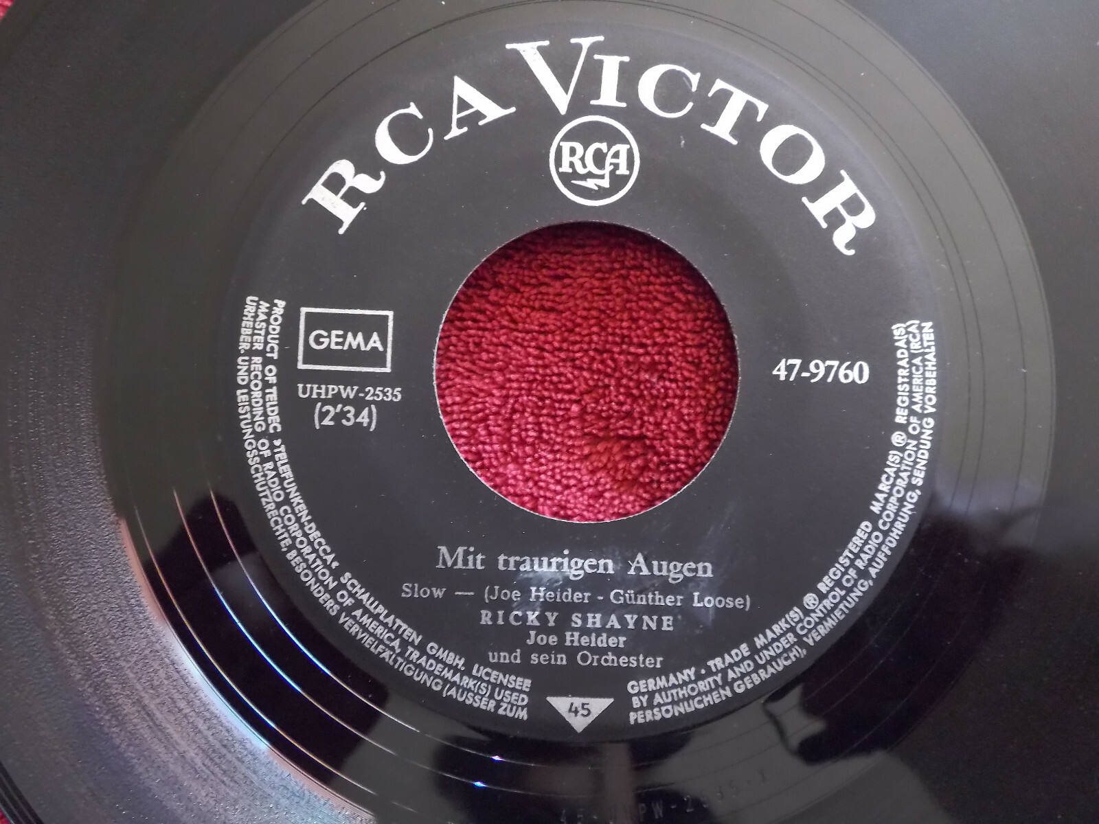 Ricky Shayne – Ich sprenge alle Ketten / Mit traurigen Augen (RCA Victor, 47-9760), Bild 2