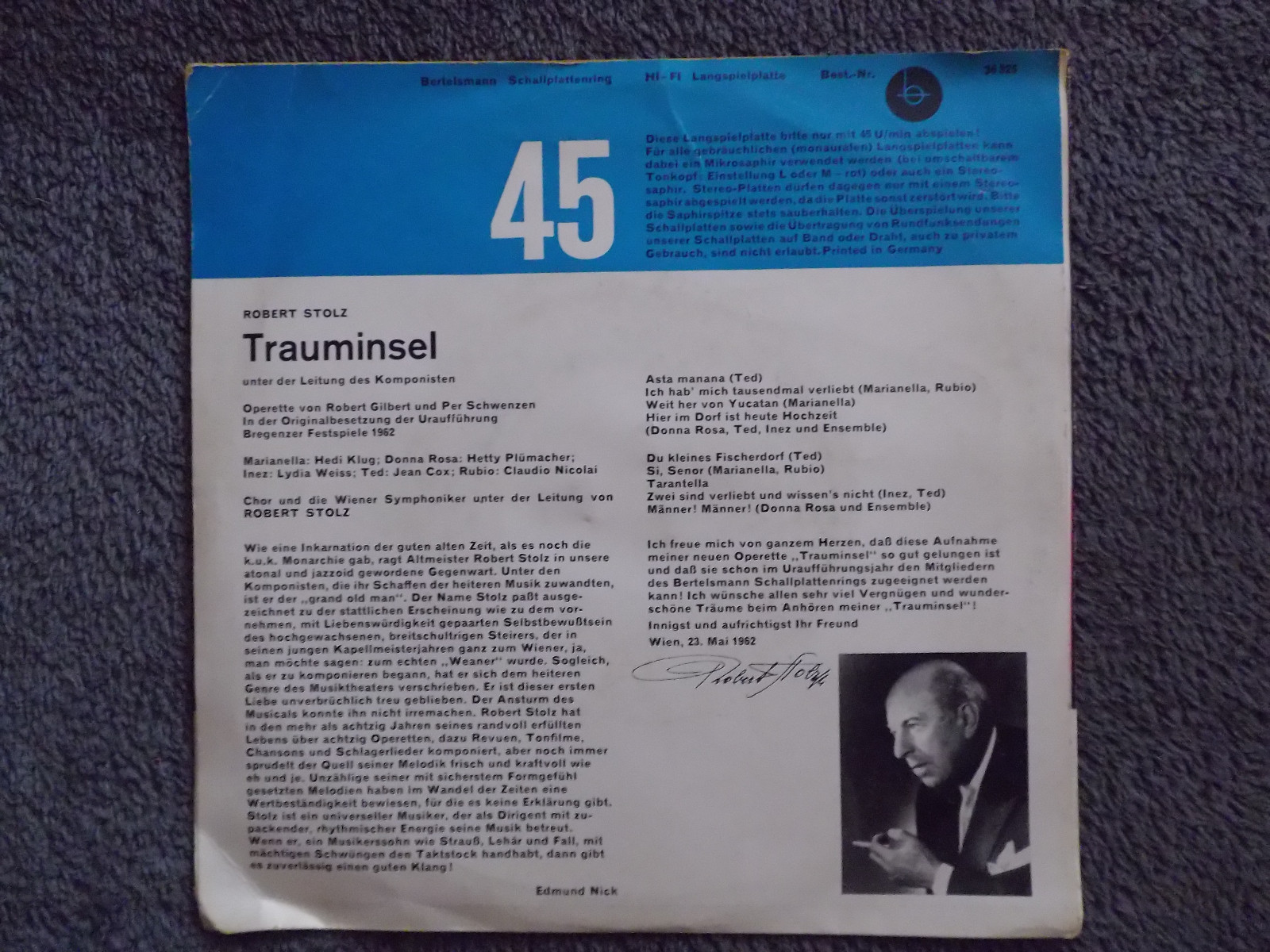 Robert Stolz – Trauminsel | Bertelsmann Records 36 825, Bild 2