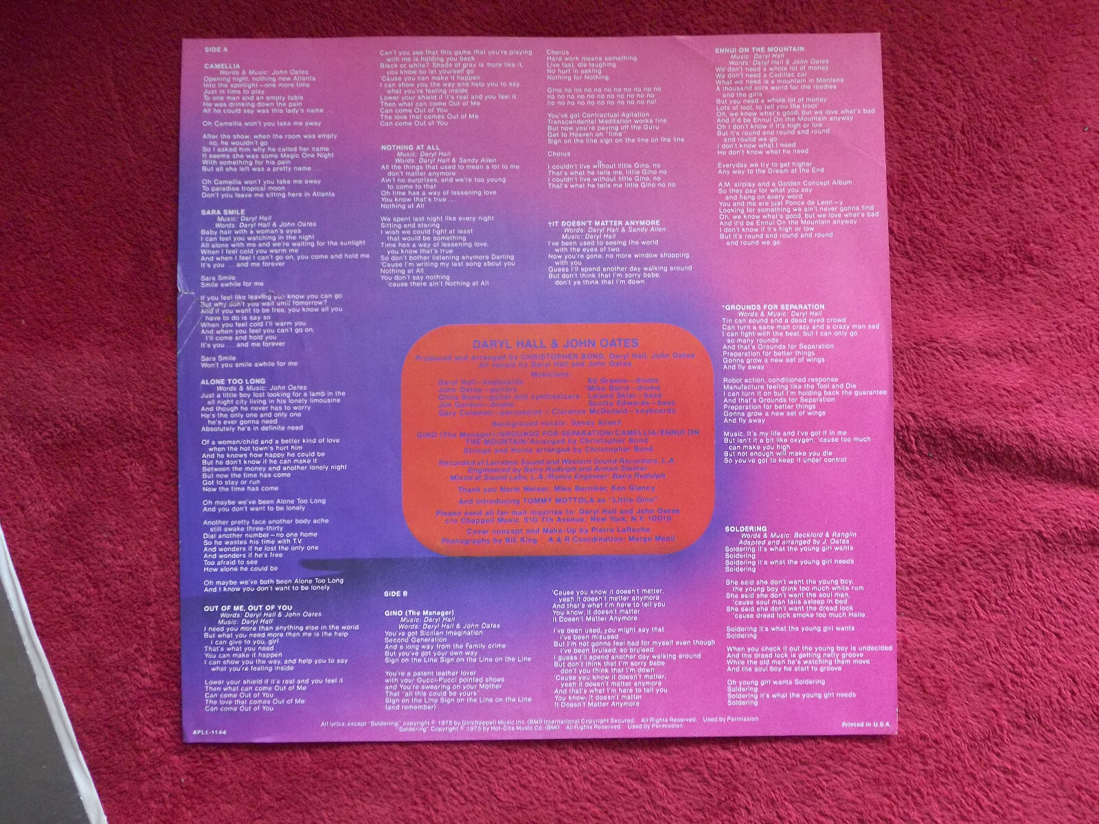 Daryl Hall & John Oates – Daryl Hall & John Oates | RCA Records APL1-1144, US-LP (1975), Bild 2