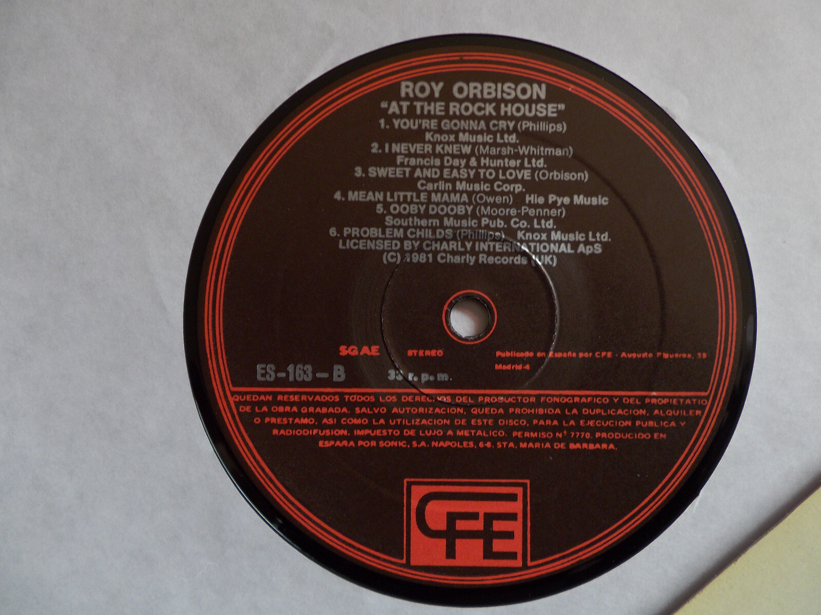 Roy Orbison – Roy Orbison at the Rock House (LP), Bild 2