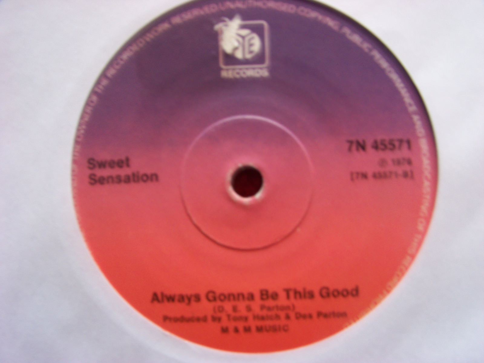 Sweet Sensation – Sweet Regrets / Always Gonna Be This Good (7″-Single), Bild 2
