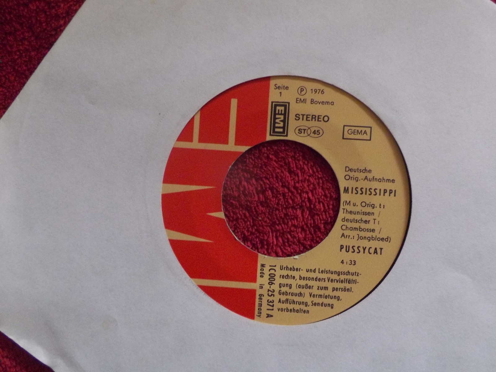 Pussycat – Mississippi / Lieb mich | EMI Records, deutsche Single (1976)