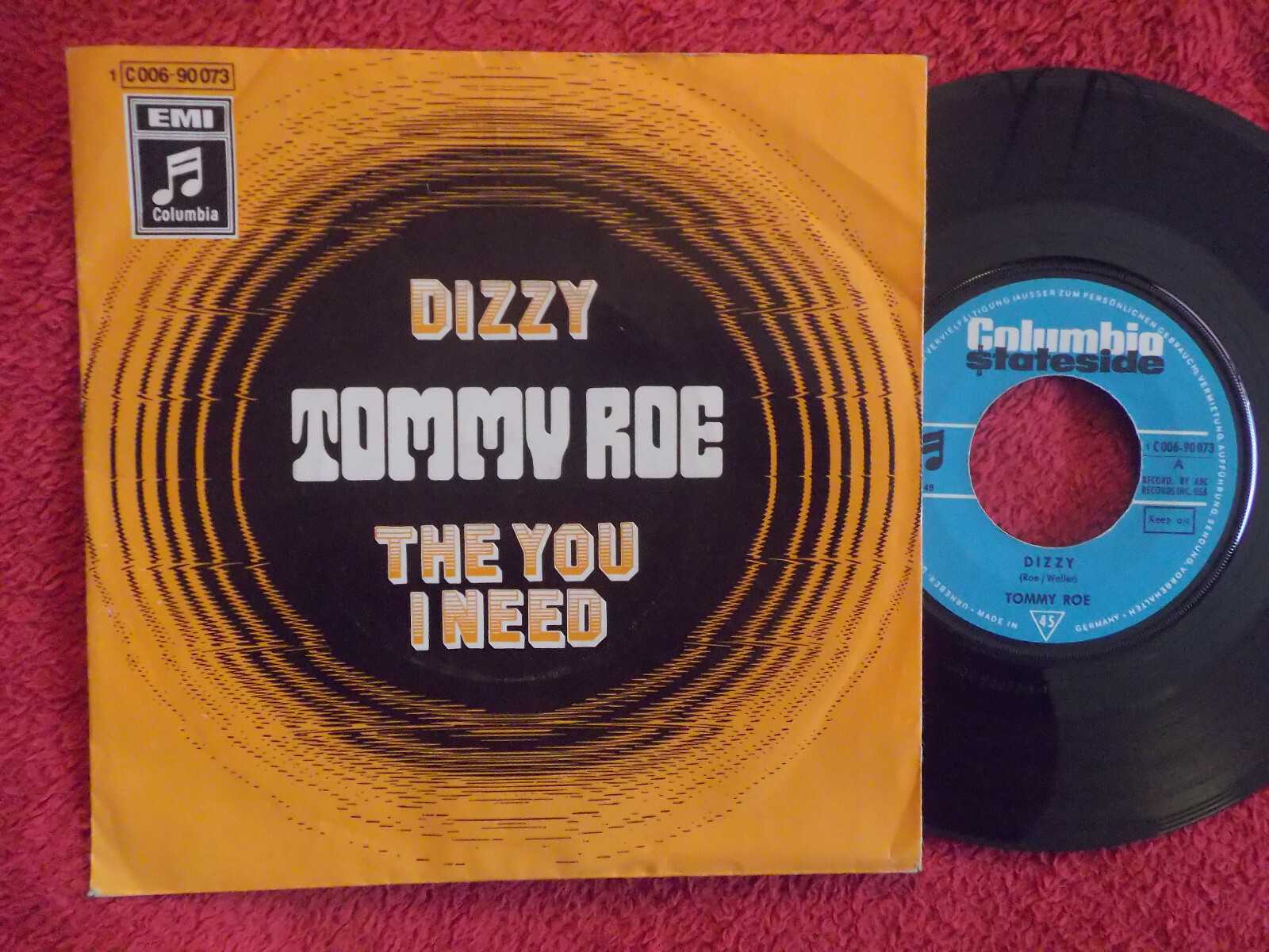 Tommy Roe – Dizzy / The you I need – 7"-Single, Columbia Stateside / EMI Records