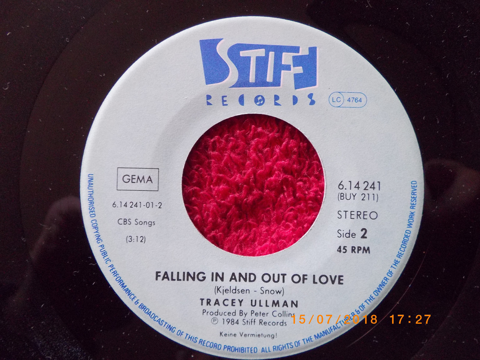 Tracey Ullman – Helpless / Falling in and out of love (7″-Single, 1984), Bild 2