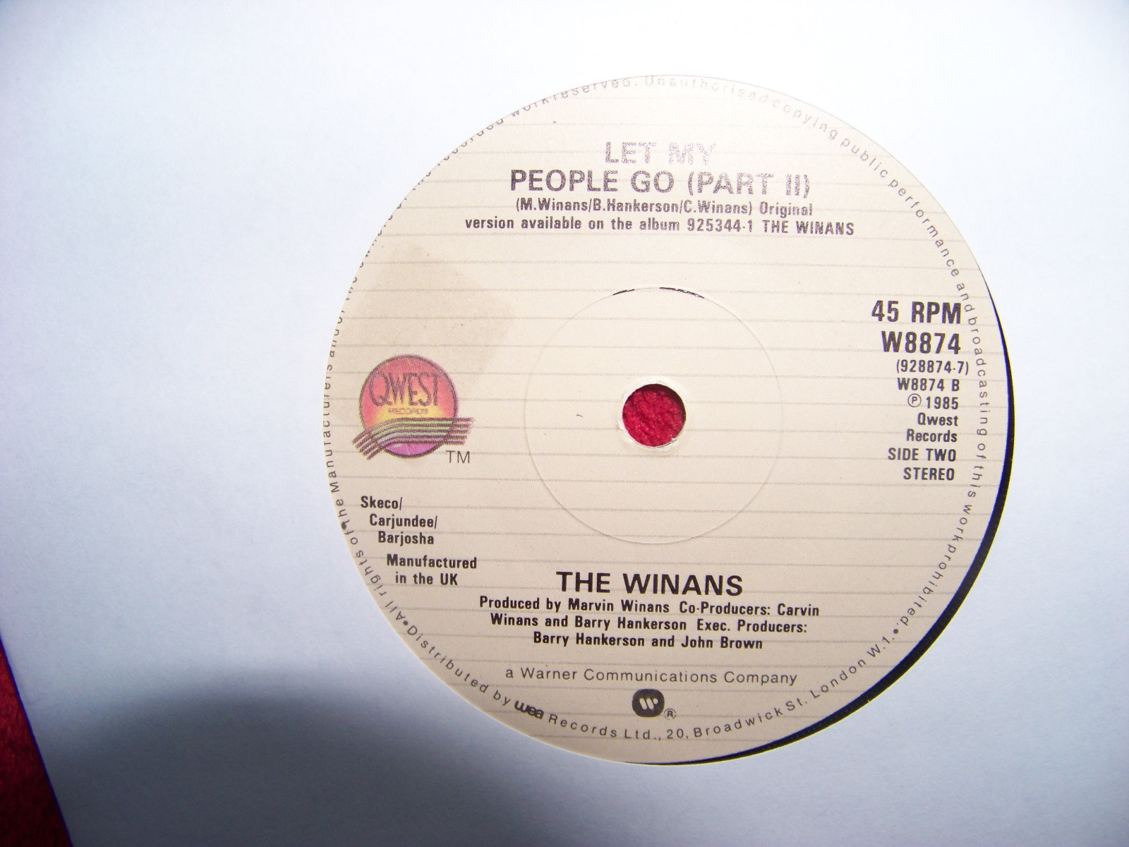 The Winans – Let my people go Part I + II | Qwest Records W 8874, Bild 2