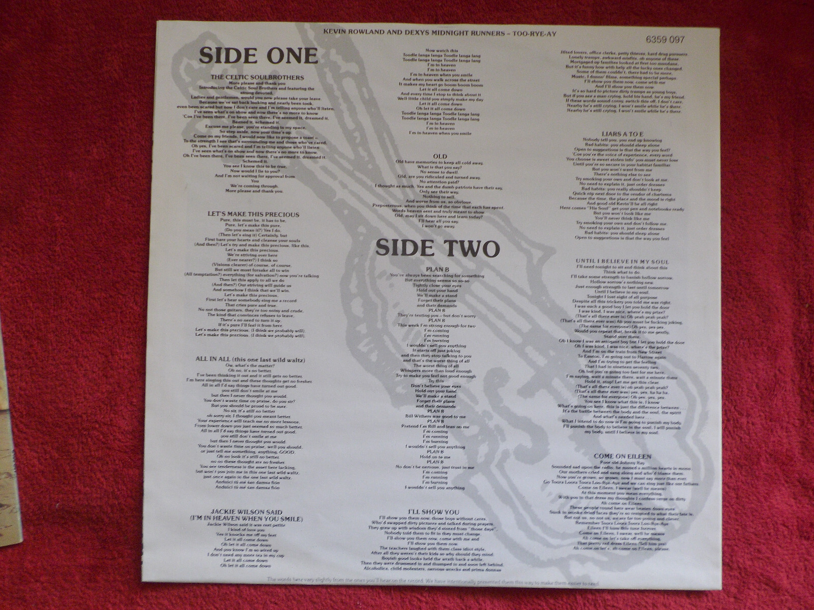 Kevin Rowland & Dexys Midnight Runners – Too-rye-ay | Mercury LP, 1982, Bild 3