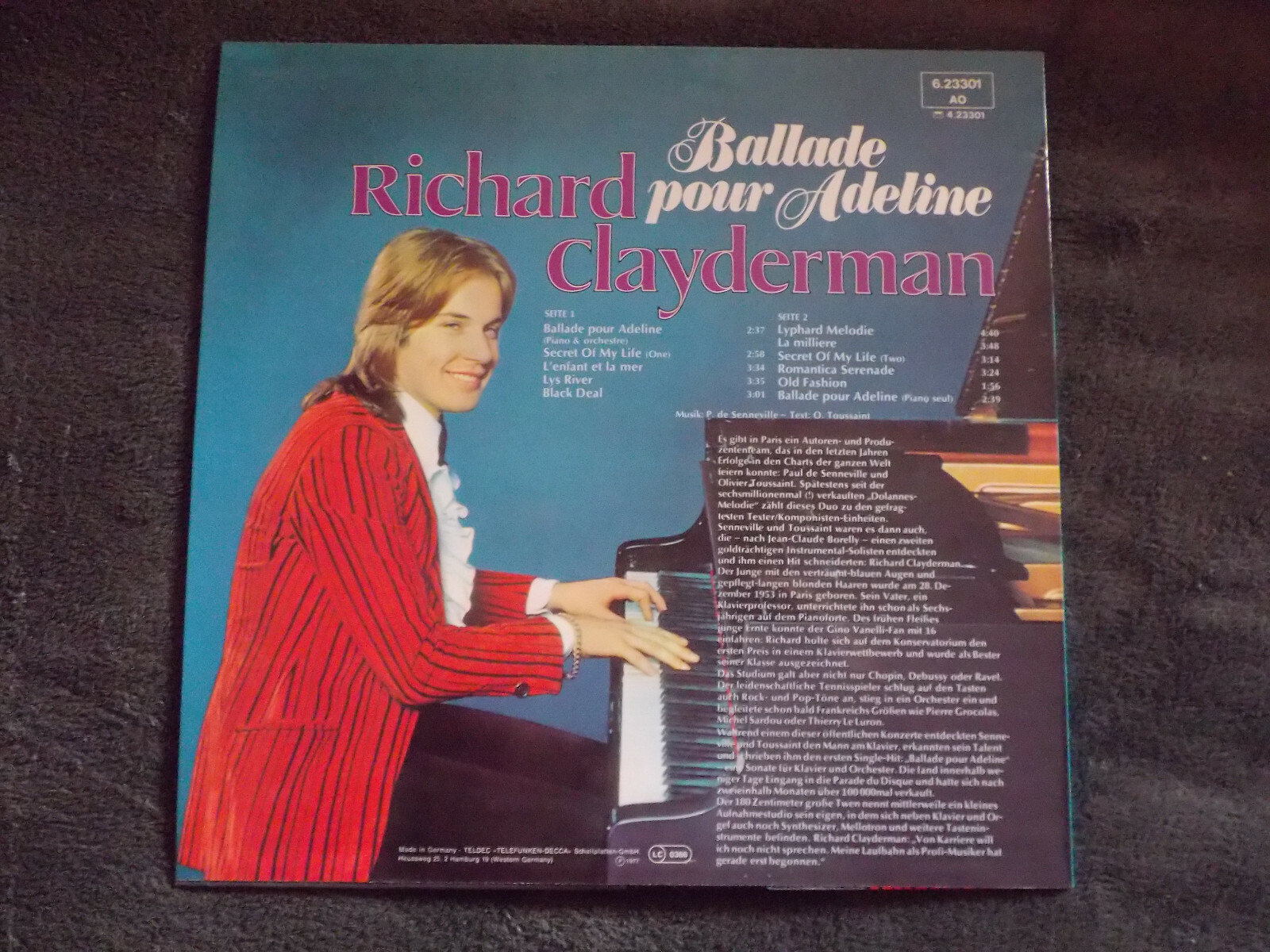 Richard Clayderman – Ballade pour Adeline | Teldec Records 6.23 301 | LP, Deutschland 1977, Bild 2