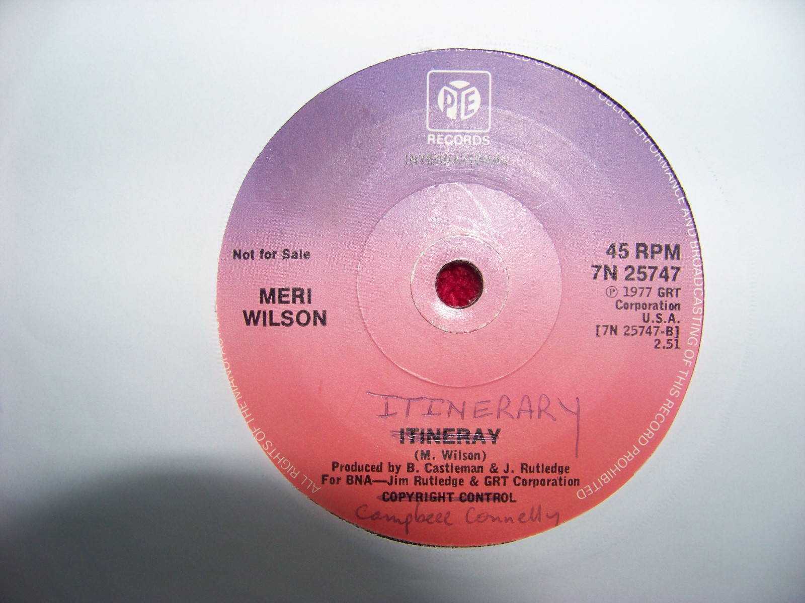 Meri Wilson – Telephone Man / Itineray | PYE Records 7N 25747, Bild 2