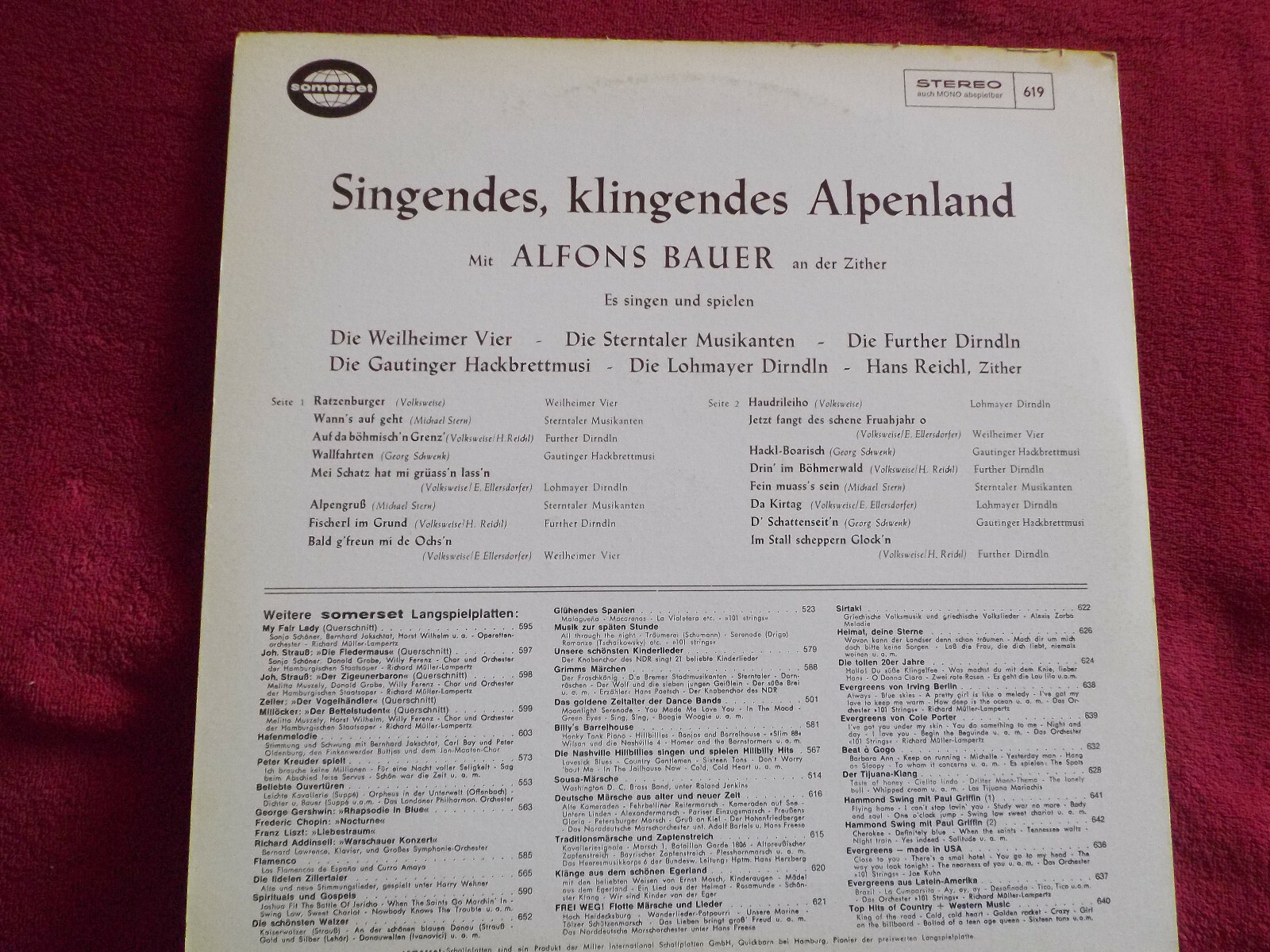 Alfons Bauer – Singendes klingendes Alpenland (Somerset Records 619, LP), Bild 2