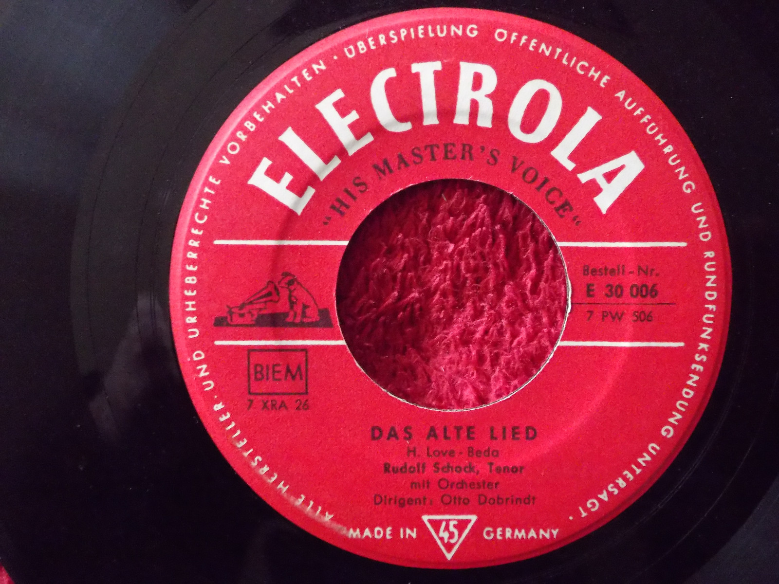 Rudolf Schock – Das alte Lied / Still wie die Nacht (Electrola Records, E 30 006)