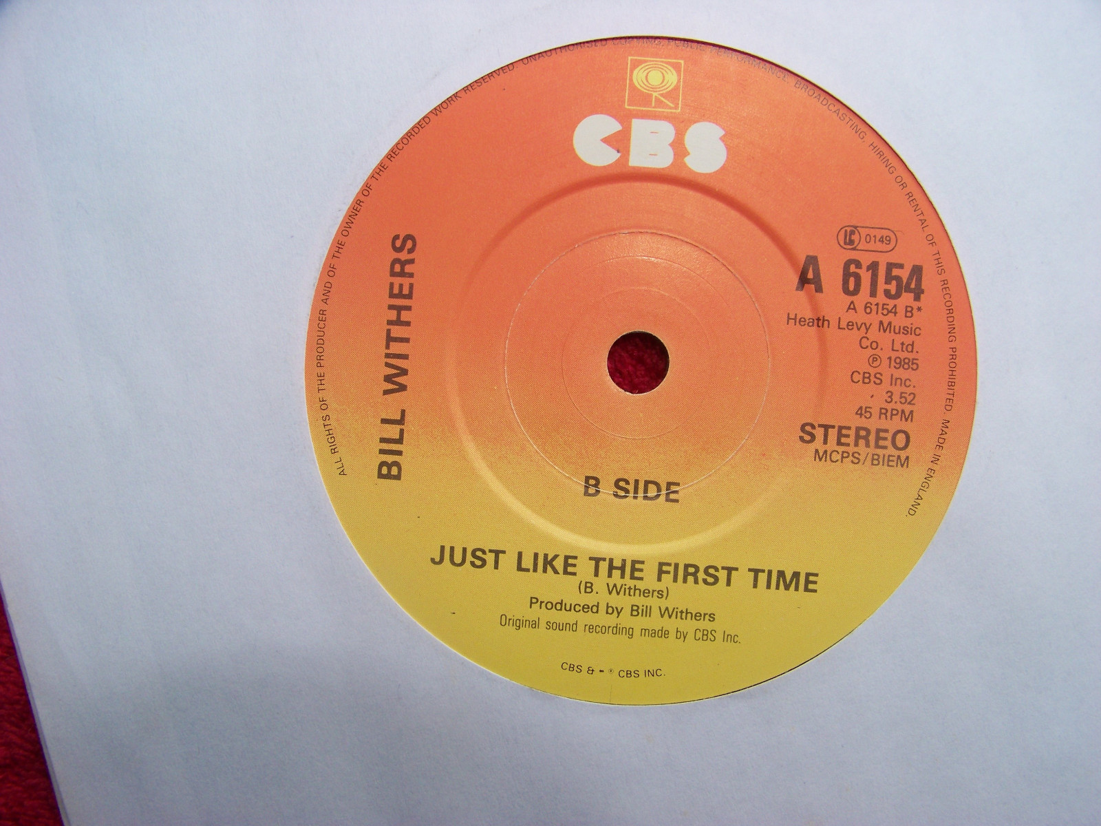 Bill Withers – Oh yeah ! / Just like the first time – CBS Records, Single, Bild 2
