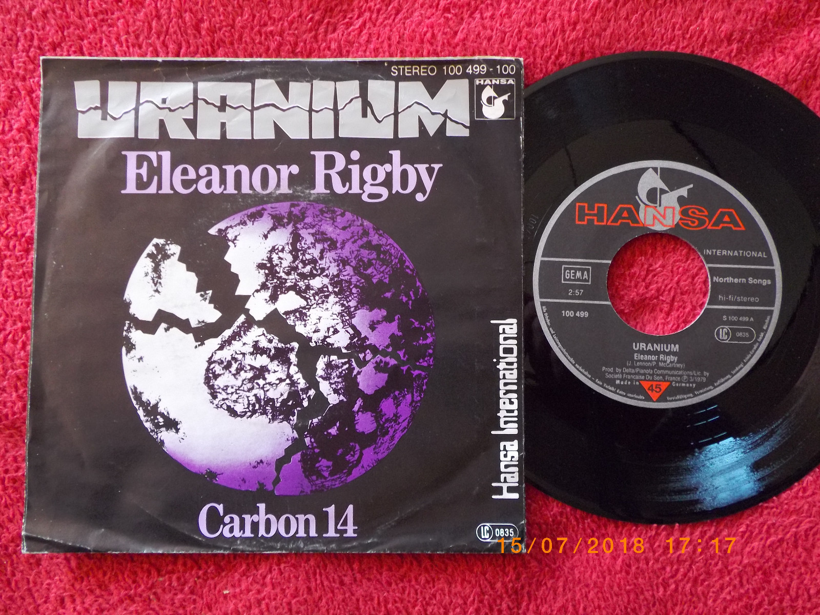 Uranium – Eleanor rigby / Carbon 14 (Hansa Records, 100 499, 1979)