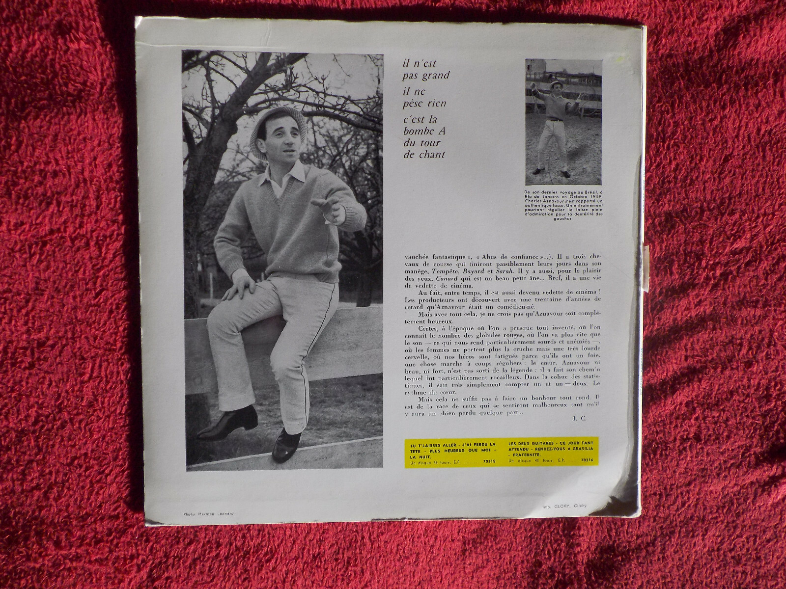 Charles Aznavour – Charles Aznavour, 10-inch-LP, Barclay Records 80120 (Frankreich, 1963), Bild 4