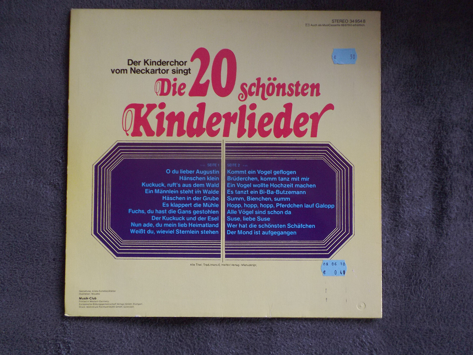 Kinderchor vom Neckartor – Die 20 schönsten Kinderlieder (LP), Bild 2