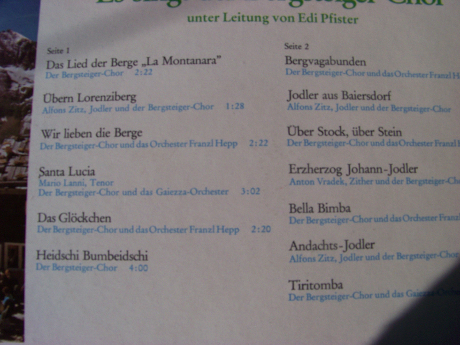 Bergsteiger - Chor – La Montanara (LP), Bild 3