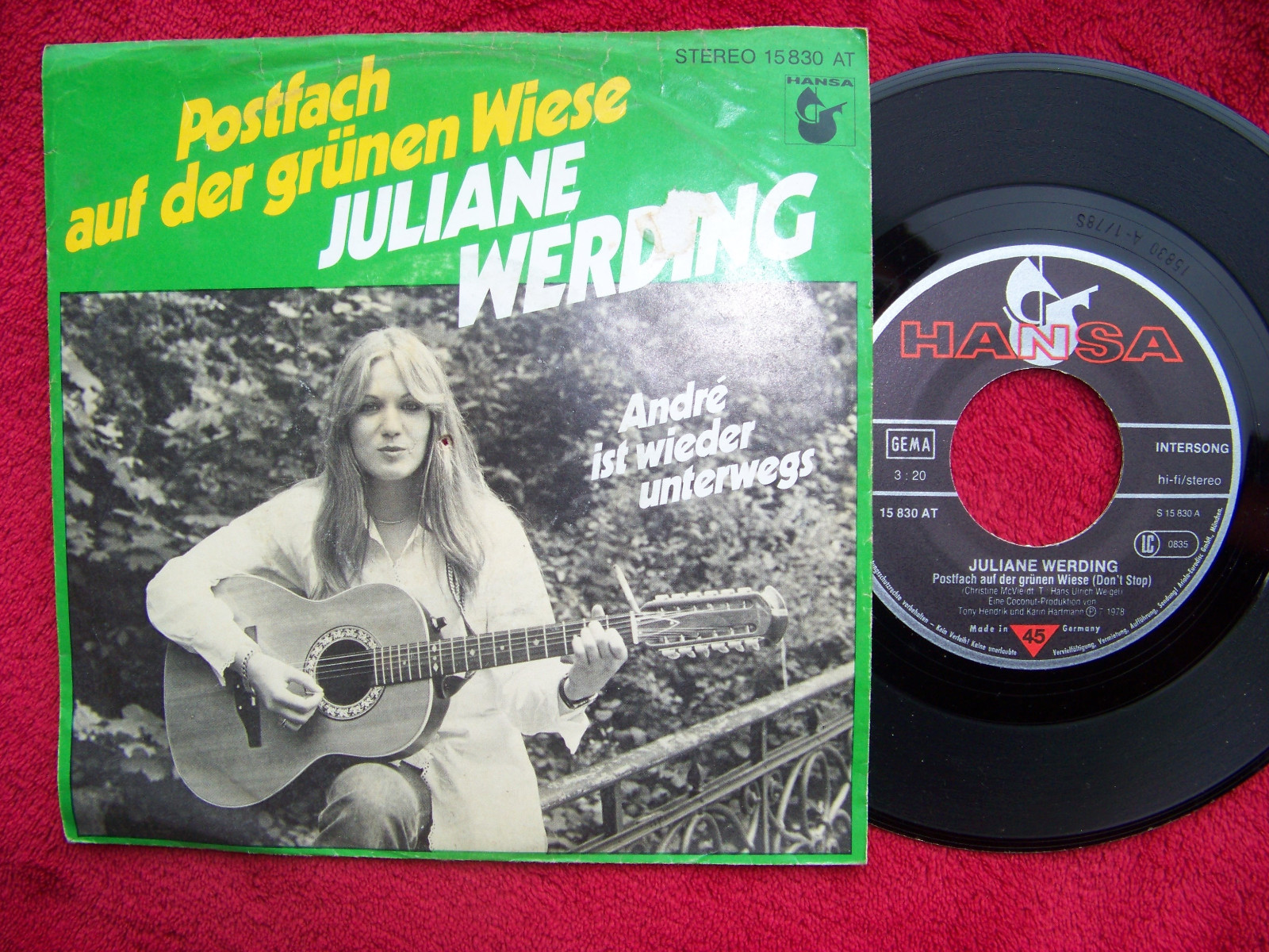 Juliane Werding – Postfach auf der grünen Wiese / Andre ist wieder unterwegs (Hansa Records, 15 830 AT, 1978)