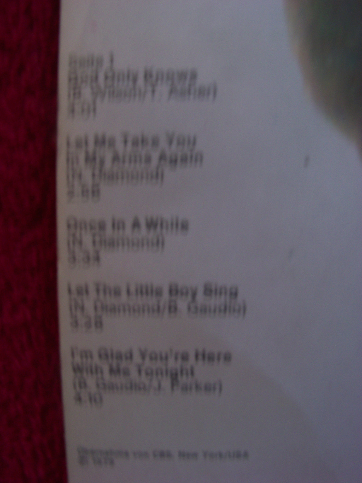 Neil Diamond – I´m glad you´re here with me tonight (Amiga LP, DDR 1980), Bild 3