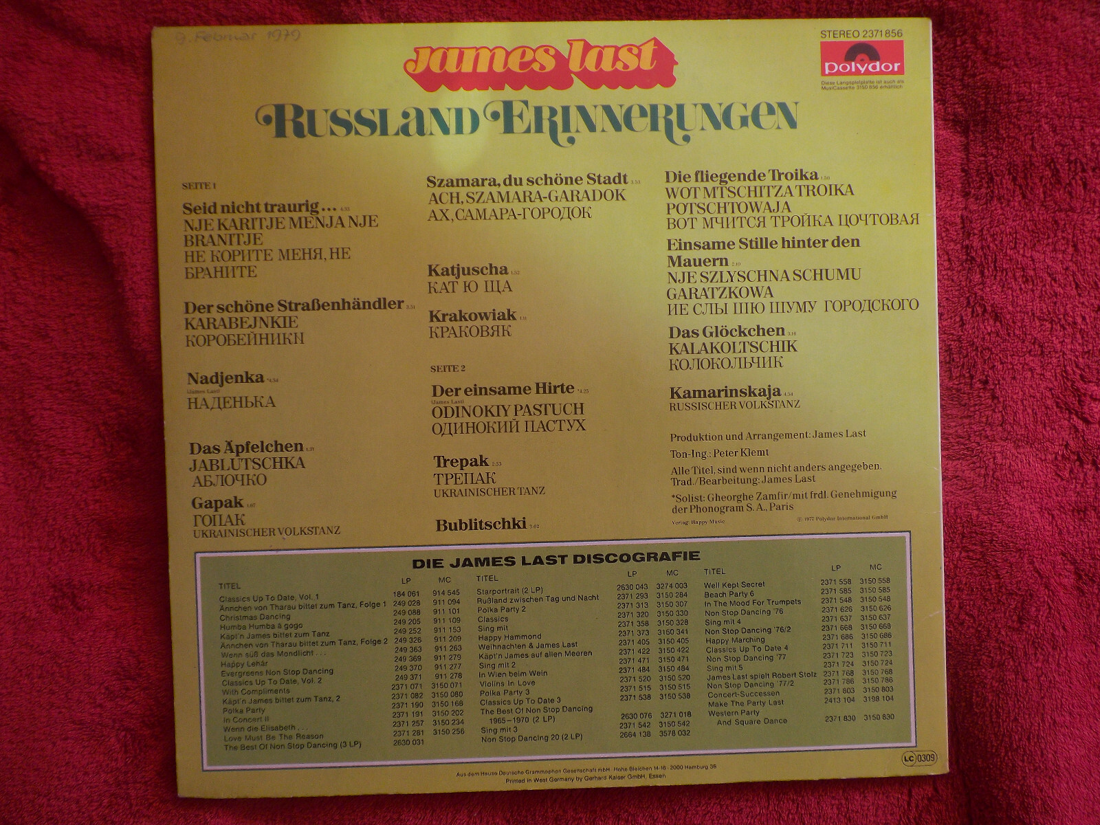 James Last – Russland Erinnerungen (Polydor Records, 2371 856), Bild 3