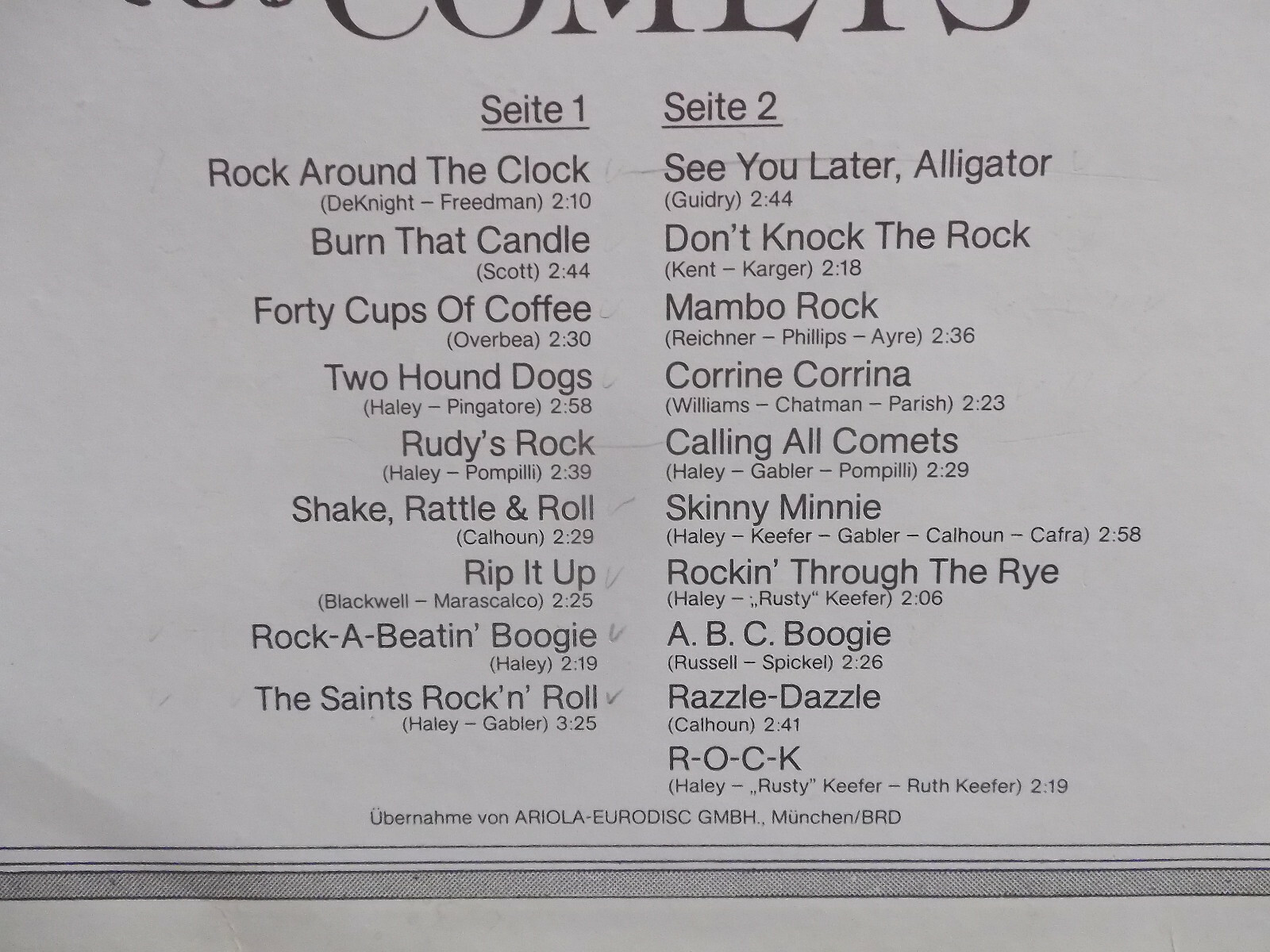 Bill Haley and his Comets – Bill Haley and His Comets (LP, Amiga, 1981), Bild 3