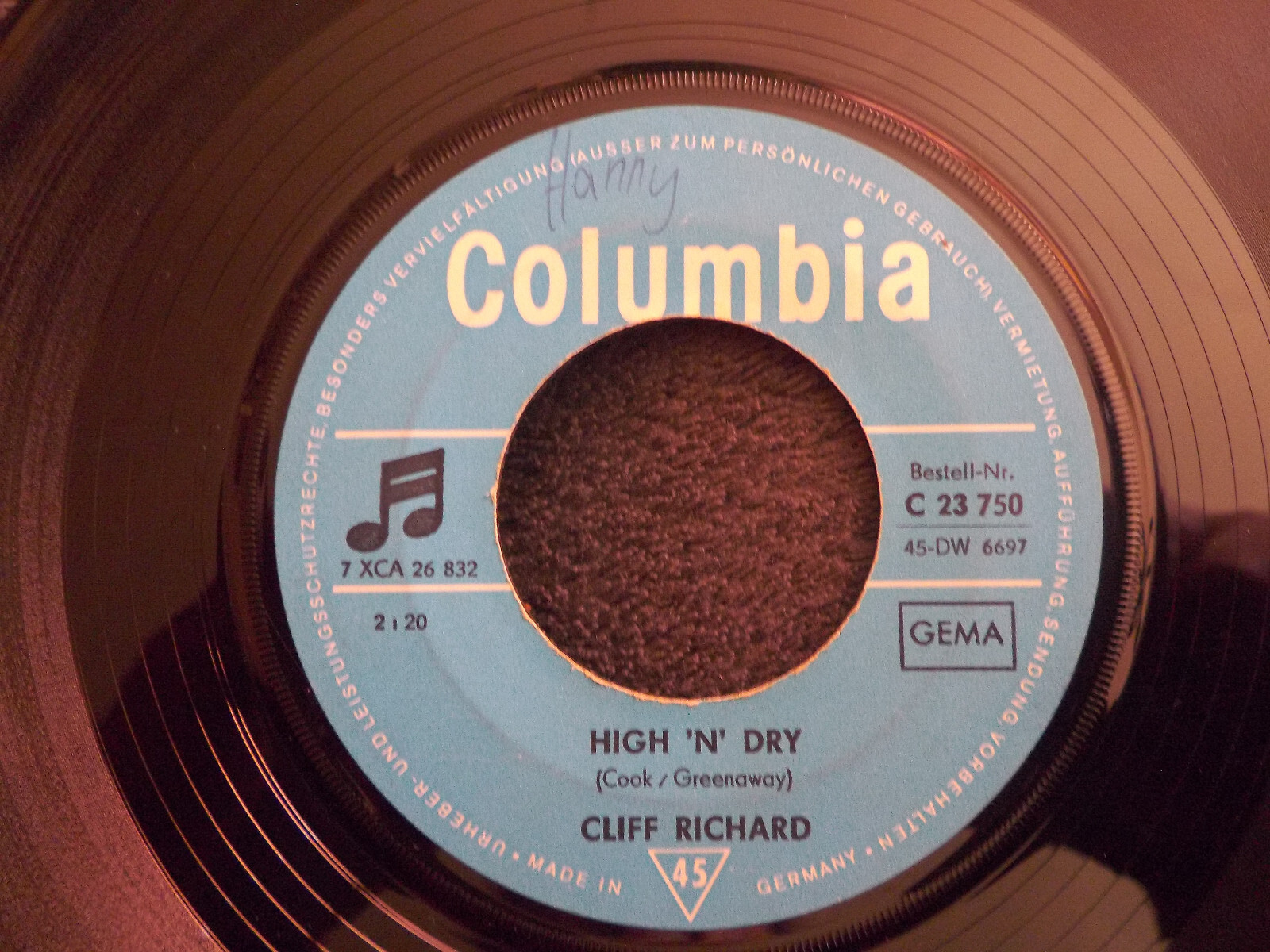 Cliff Richard – Congratulations / High ´n´ dry (Columbia / EMI Records, C 23 750), Bild 3