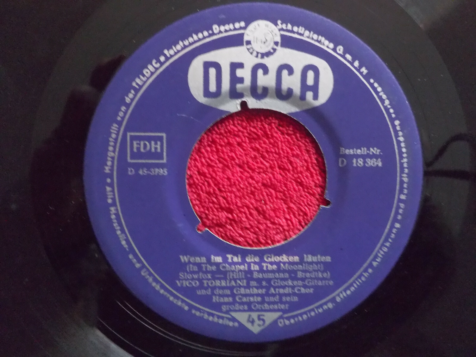 Vico Torriani – Für mein Herz ist immer Mai / Wenn im Tal die Glocken läuten (Decca, D 18 364), Bild 2