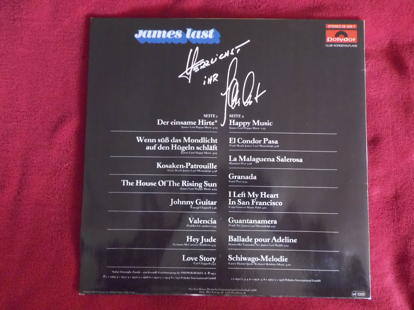 James Last – Herzlichst ihr James Last (Polydor Club-Sonderauflage, LP), Bild 2