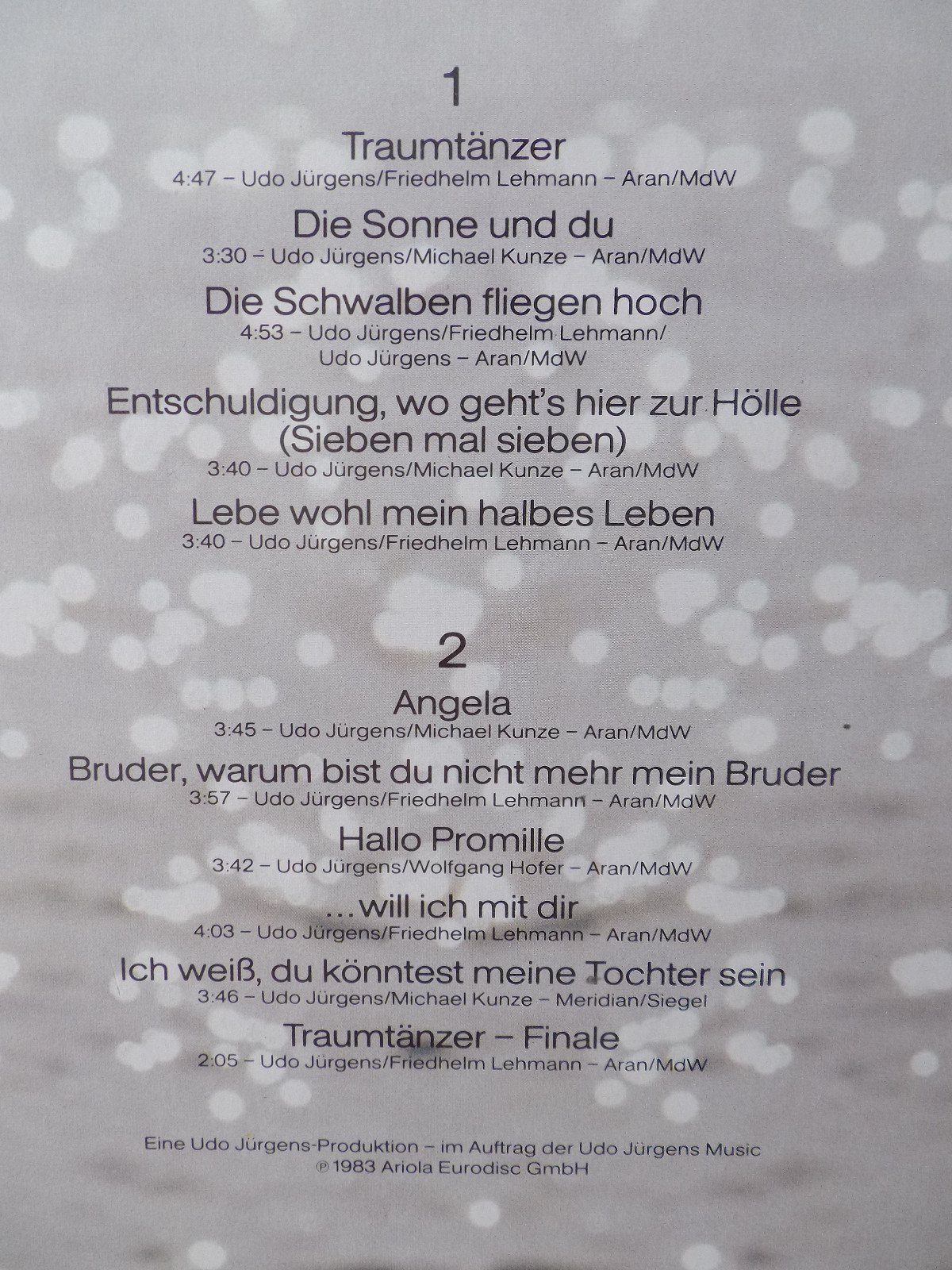 Udo Jürgens – Traumtänzer | Ariola LP, Deutschland 1983, Bild 4