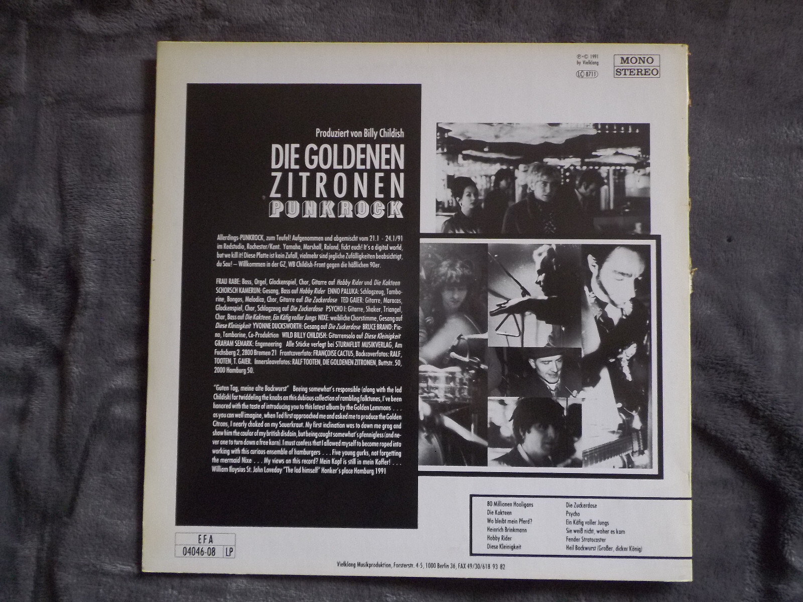 Die Goldenen Zitronen – Punkrock (LP, Vielklang, 1991), Bild 4