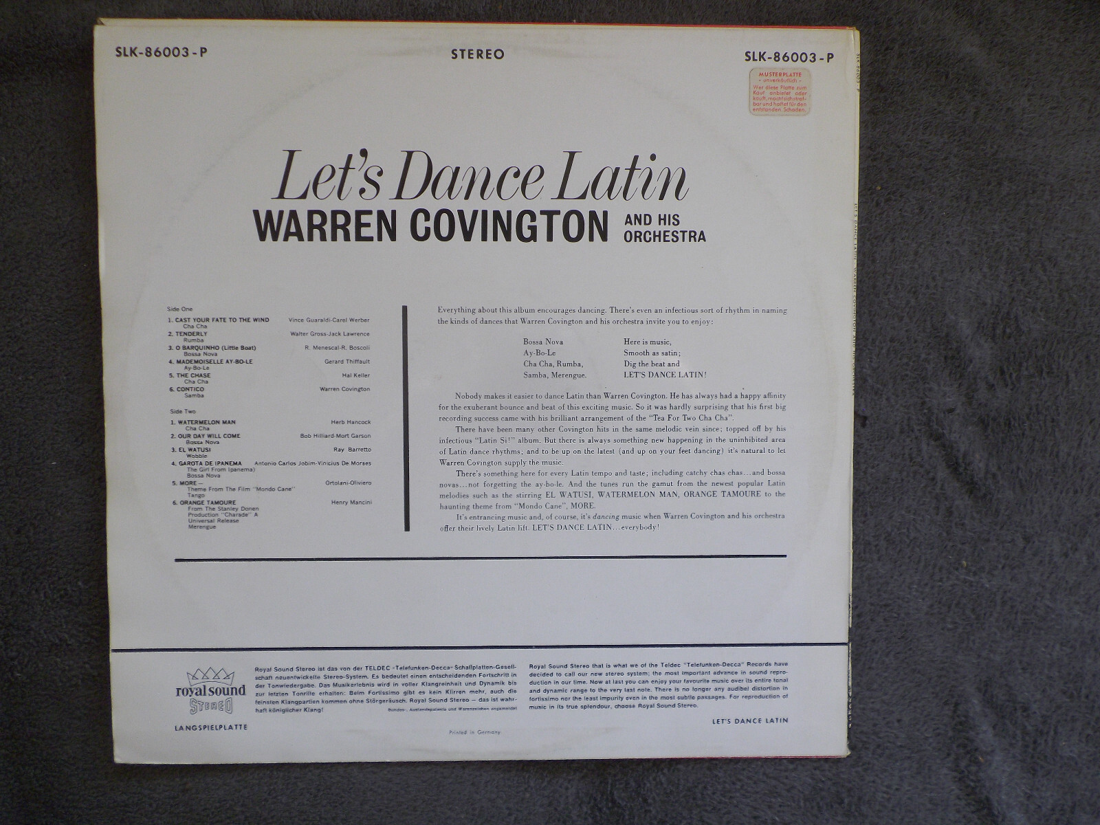 Warren Covington and his Orchestra – Let´s dance Latin (Decca LP), Bild 2