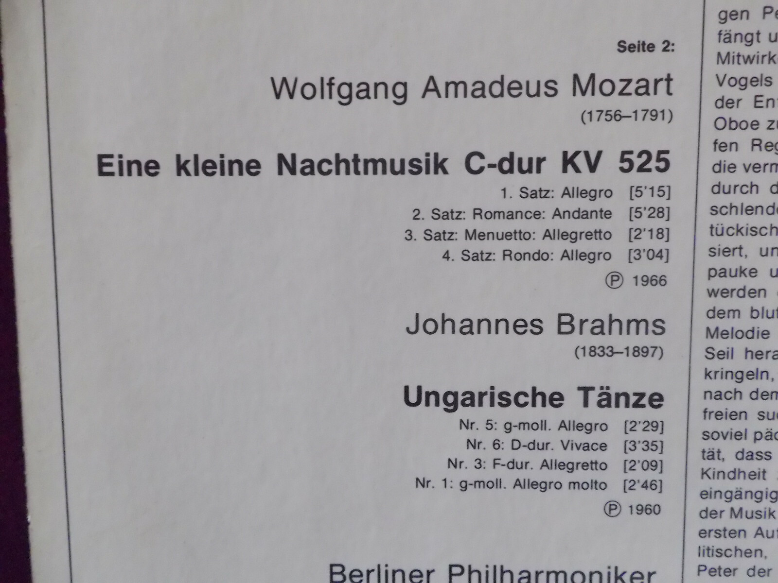 Musik für Kinder: Peter und der Wolf, Eine kleine Nachtmusik & 4 ungarische Tänze – Deutsche Grammophon LP, Bild 4
