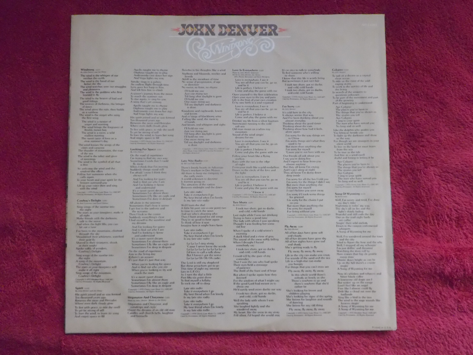 John Denver – Windsong | US-LP, RCA Records APL1-1183 (1975), Bild 3