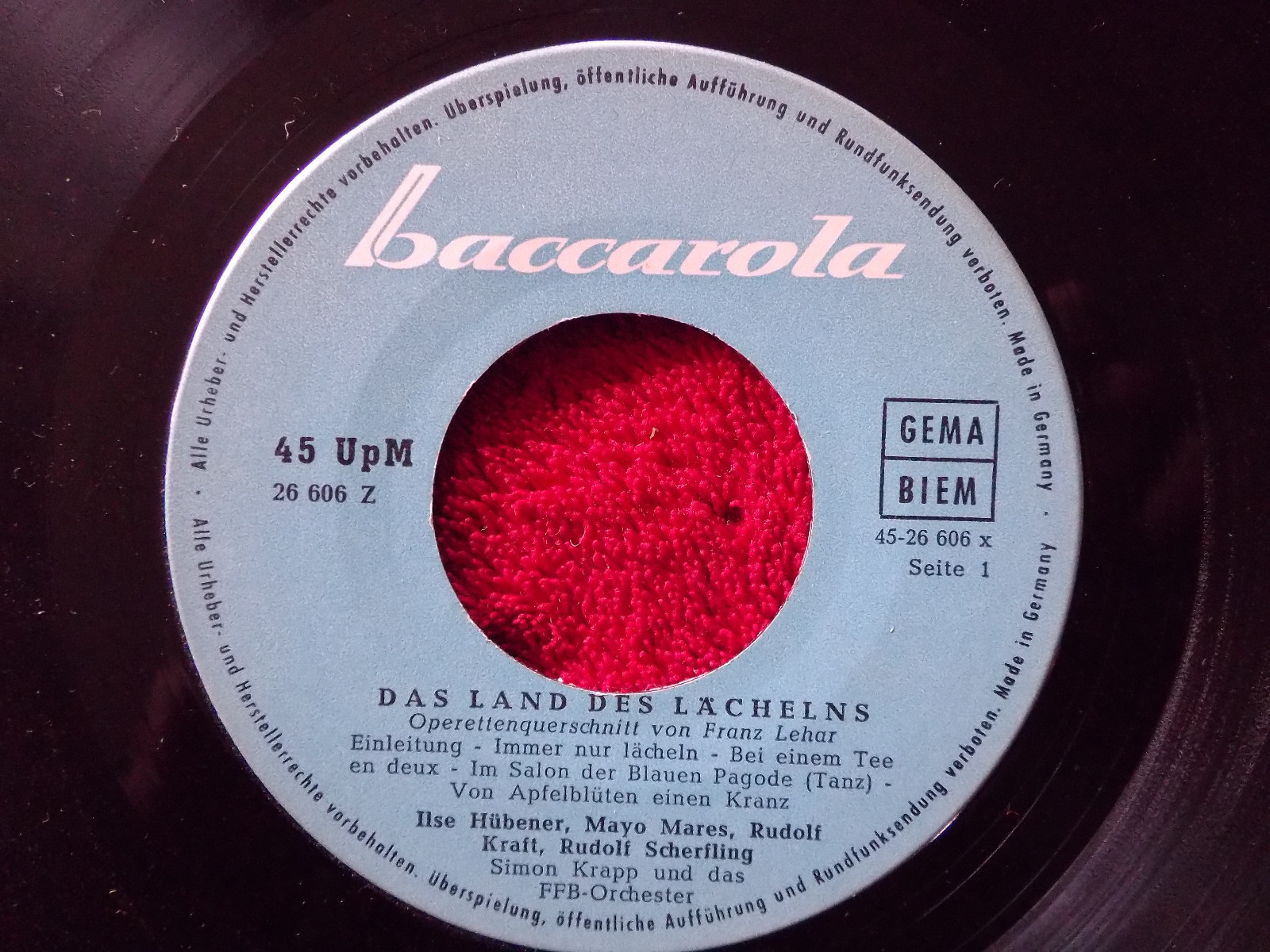 Das Land des Lächelns – Operettenquerschnitt von Franz Lehár, Baccarola Records 26 606 Z