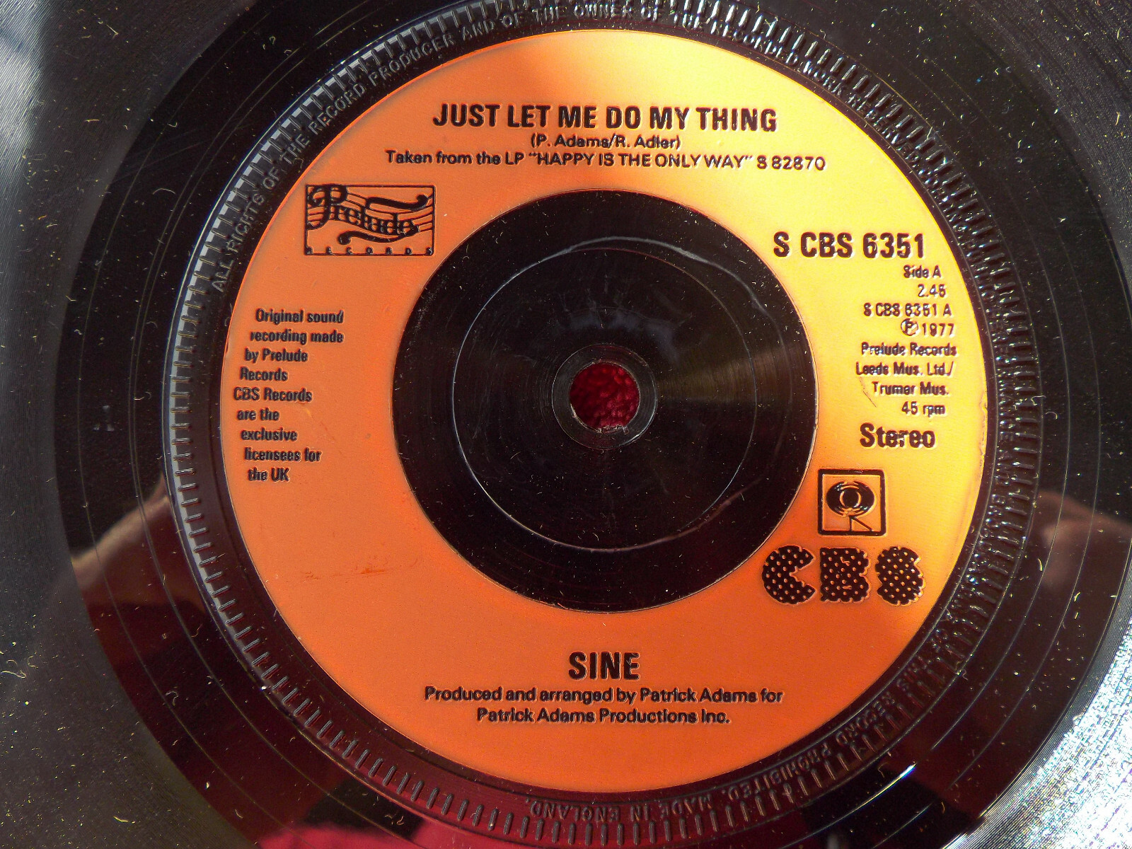 Sine – Just let me do my thing / Just let me do my thing (Disco Version) – CBS 6351