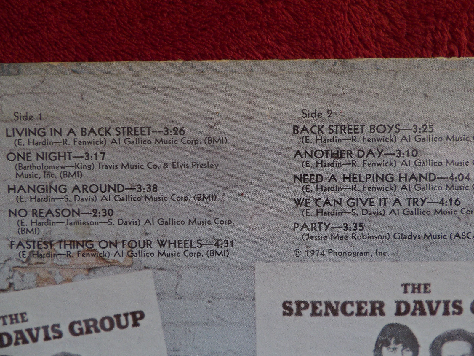 The Spencer Davis Group – Living in a back street (LP, USA, 1974), Bild 6