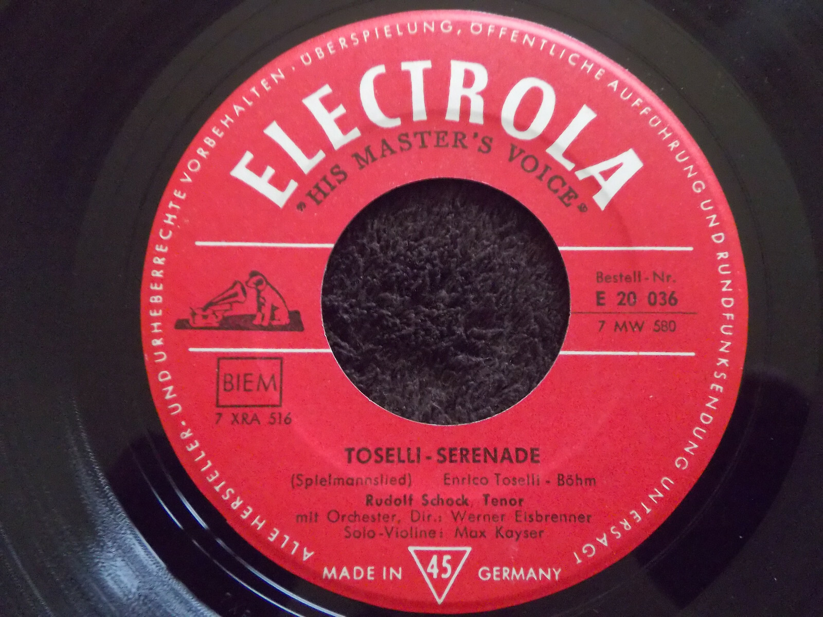 Rudolf Schock – La Paloma / Toselli-Serenade | Electrola, Single, Bild 2