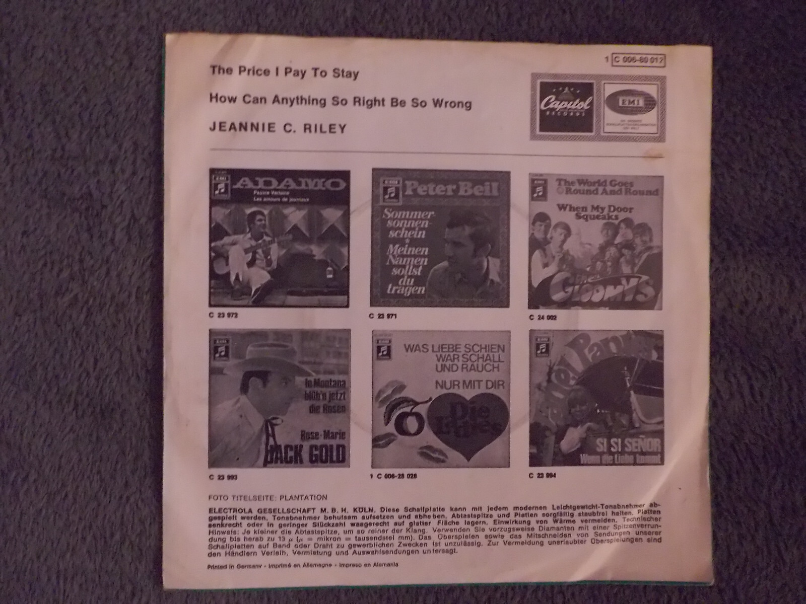 Jeannie C. Riley – The Price I Pay to Stay / How Can Anything So Right Be So Wrong (45 U/min Single), Bild 3